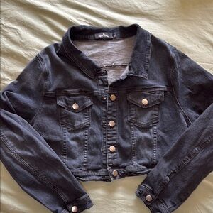 Agnes Orinda Black Denim Cropped Jacket